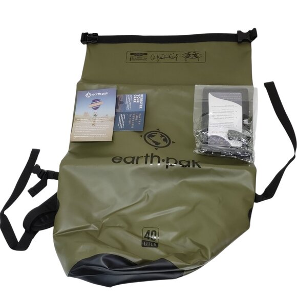 Earth Pak Waterproof Dry Bag Roll Top Waterproof Backpack Sack (Forest Green Bla - Picture 2 of 8